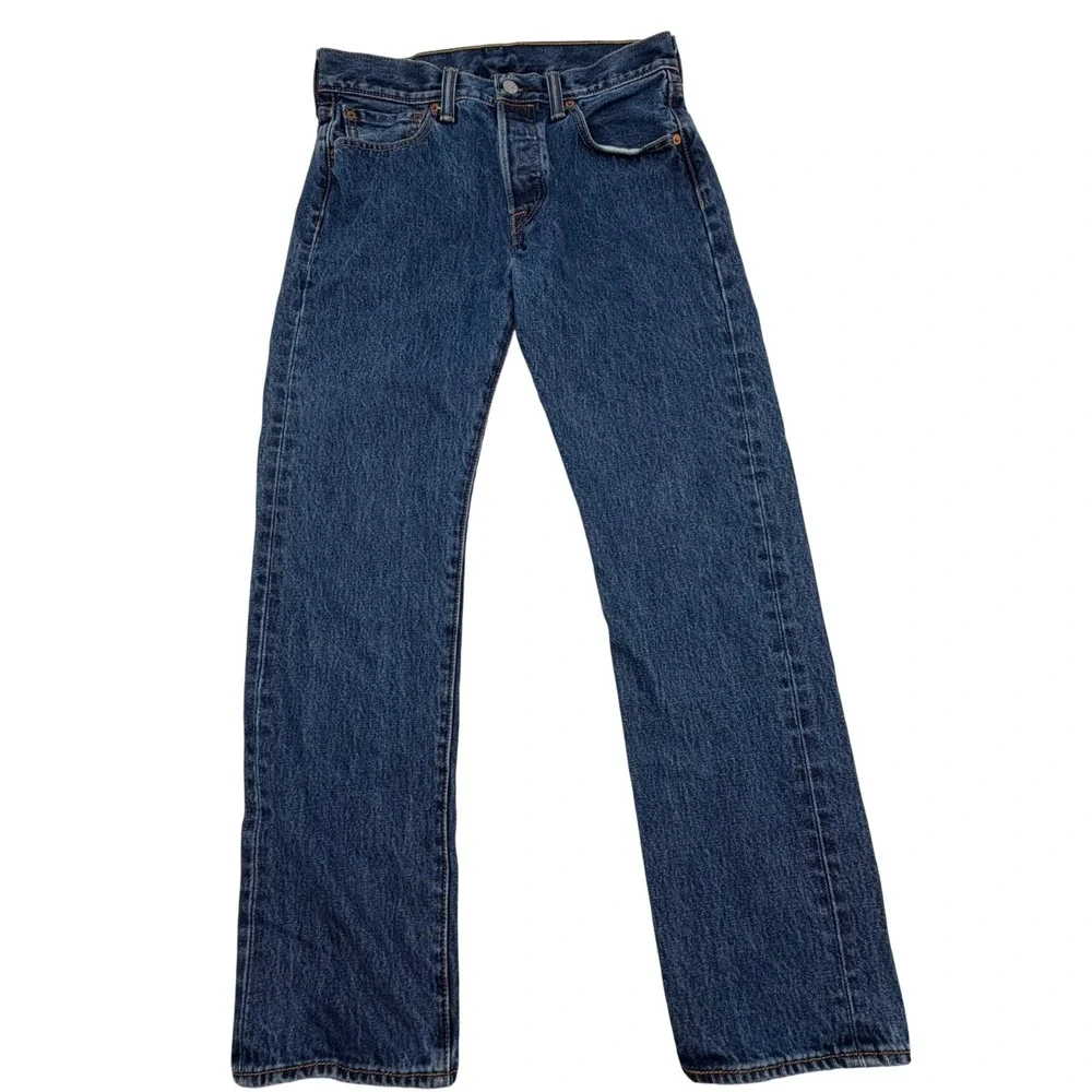 Levis 501 Original Fit Mens Button Fly Jeans 30x30 Medium Wash Blue Denim